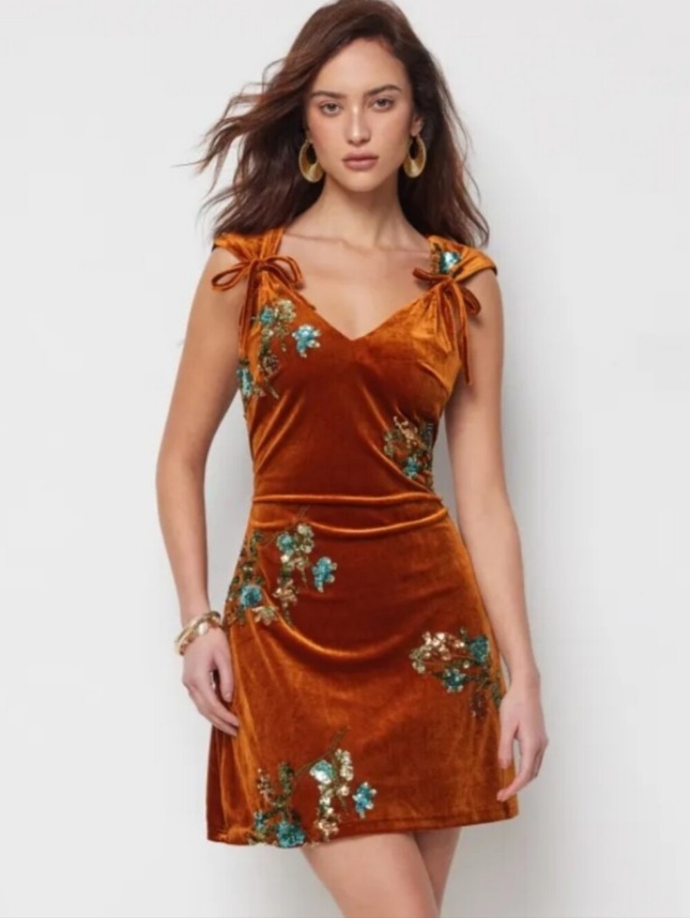 NWT Velvet Floral Sequin Mini Dress